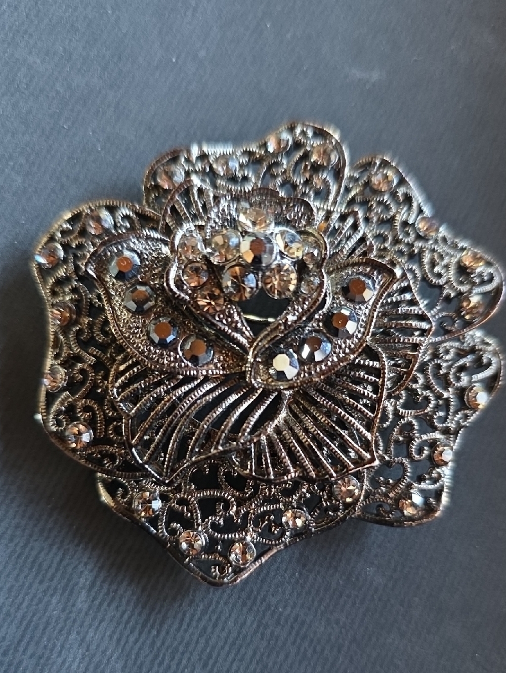 Crystal & Marquisite Flower Brooch